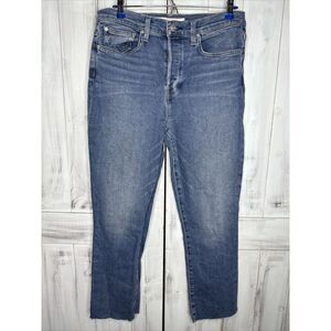 FRANK & EILEEN CORK HIGH‎ RISE STRAIGHT RAW EDGE STRETCH NATURAL BLUE JEANS 31